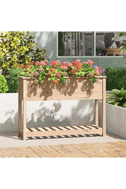 Concept Γλάστρα με ράφι, 111,5x34,5x81 cm, μασίφ ξύλο πεύκου