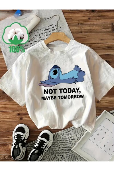 Massgai Unisex Stch Not Today Printed Oversized 100% Cotton T-Shirt