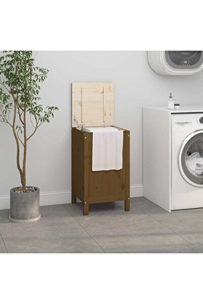 Concept Cutie de rufe, maro miere, 44x44x76 cm, lemn masiv de pin