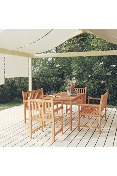 Concept Σετ τραπεζαρίας κήπου, από μασίφ ξύλο τικ, 5 τεμάχια