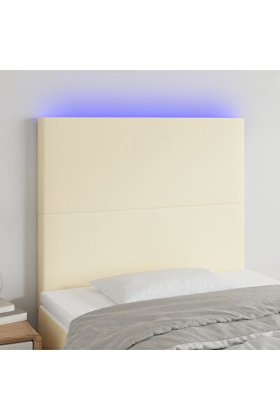 Concept Tăblie de pat cu LED, crem, 80x5x118/128 cm, piele ecologică