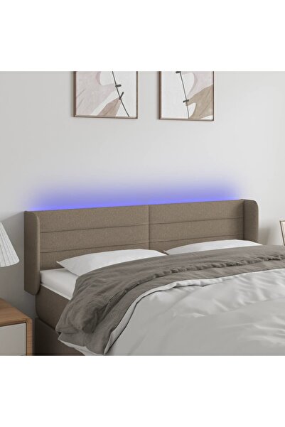 Concept Tăblie de pat cu LED, gri taupe, 147x16x78/88 cm, textil