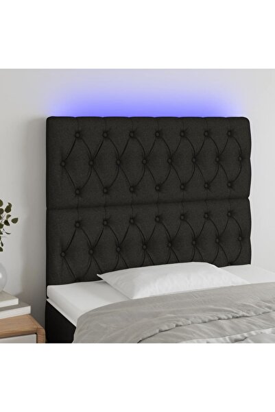 Concept Tăblie de pat cu LED, negru, 90x7x118/128 cm, textil