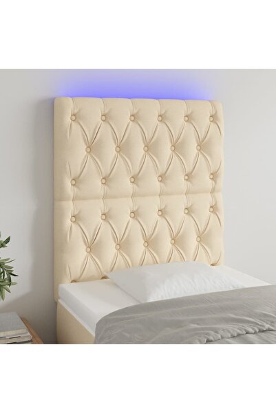 Concept Tăblie de pat cu LED, crem, 80x7x118/128 cm, textil