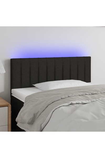 Concept Tăblie de pat cu LED, negru, 100x5x78/88 cm, textil