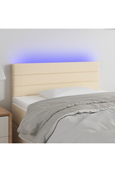 Concept Tăblie de pat cu LED, crem, 100x5x78/88 cm, textil