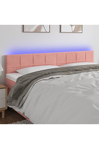 Concept Tăblie de pat cu LED, roz, 180x5x78/88 cm, catifea