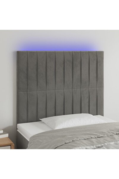 Concept Tăblie de pat cu LED, gri deschis, 80x5x118/128 cm, catifea