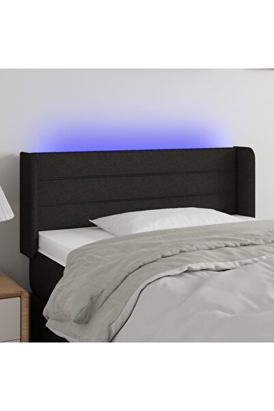 Concept Tăblie de pat cu LED, negru, 103x16x78/88 cm, textil