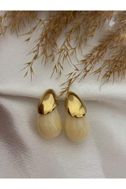 stainless steell Gold Detailed Drop Steel Earrings
