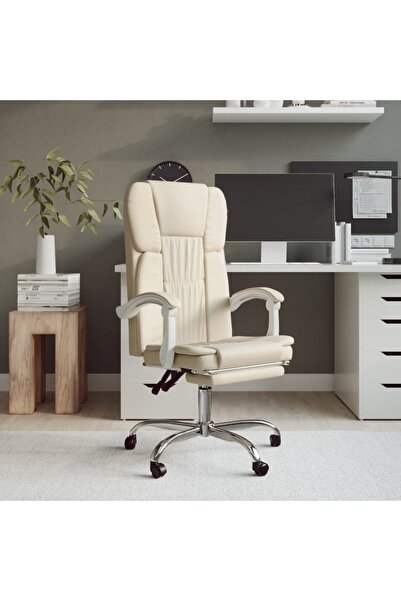 Concept Ανακλινόμενη καρέκλα γραφείου, κρεμ, οικολογικό Δερμάτινο
