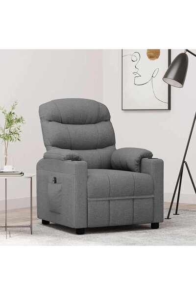 Concept Electric reclining armchair, light gray, fabric