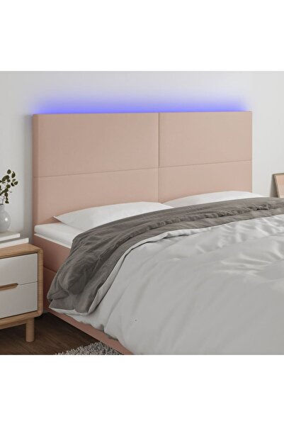 Concept Tăblie de pat cu LED, cappuccino, 160x5x118/128 cm, piele