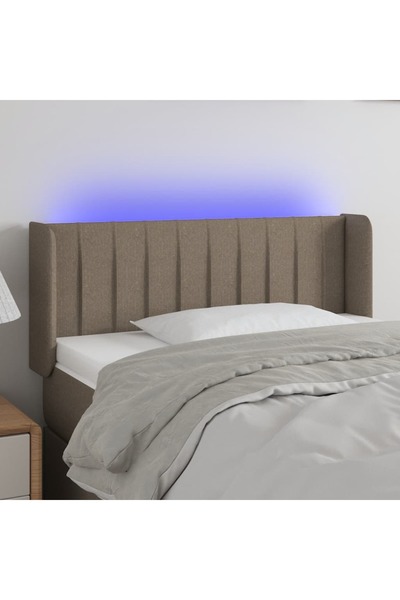 Concept Tăblie de pat cu LED, gri taupe, 103x16x78/88 cm, textil