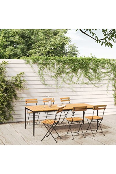 Concept Πτυσσόμενες καρέκλες κήπου, 6 τεμ., από ατσάλι και μασίφ ξύλο ακακίας