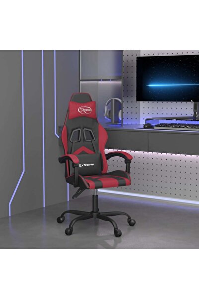 Concept Scaun de gaming pivotant, negru și roșu vin, piele ecologică