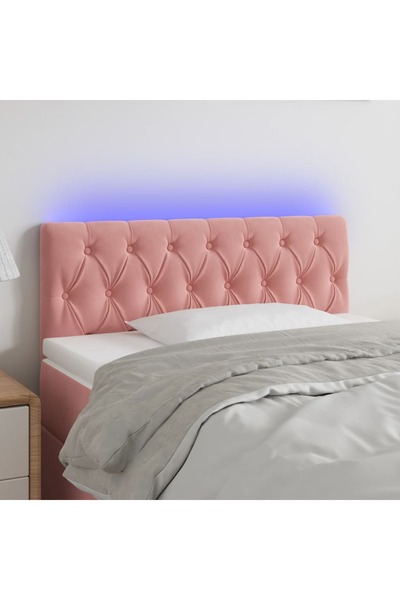 Concept Tăblie de pat cu LED, roz, 90x7x78/88 cm, catifea