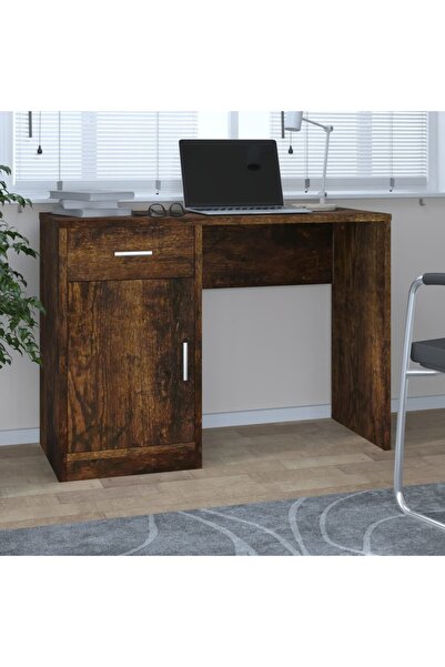 Concept Birou cu sertar și dulap, stejar fumuriu, 100x40x73 cm, lemn