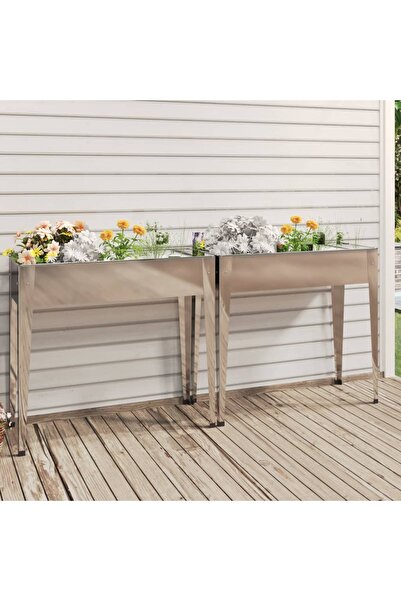 Concept Γλάστρες κήπου, 2 τεμ., γκρι, γαλβανισμένο ατσάλι