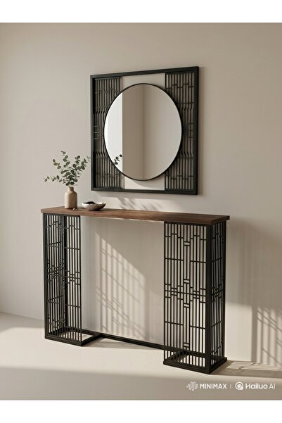 MTD Loft Desing Modern Metal Dresuar Ayna Seti Petek Üstü Uyumlu Dekoratif An...