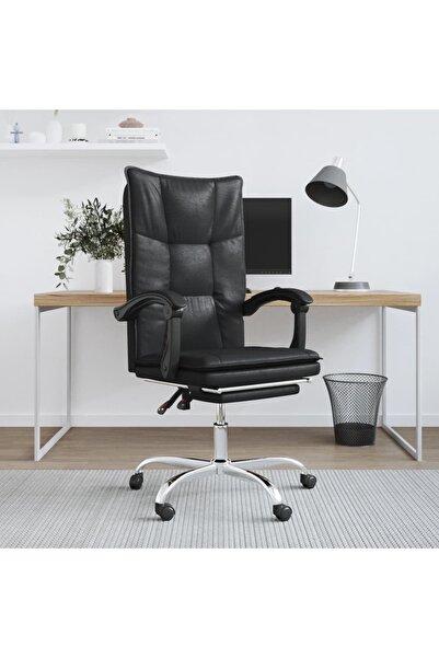 Concept Ανακλινόμενη καρέκλα γραφείου, μαύρη, οικολογικό Δερμάτινο