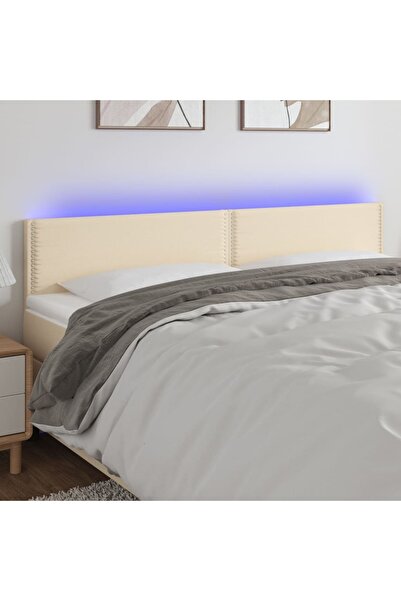 Concept Tăblie de pat cu LED, crem, 180x5x78/88 cm, textil