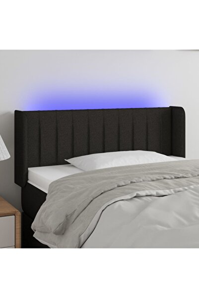 Concept Tăblie de pat cu LED, negru, 83x16x78/88 cm, textil