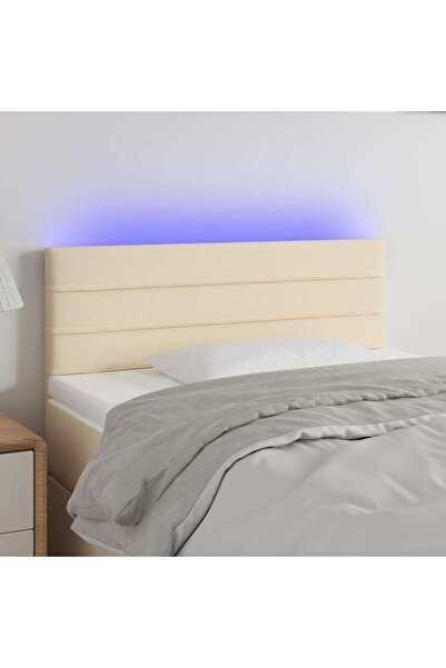 Concept Tăblie de pat cu LED, crem, 80x5x78/88 cm, textil