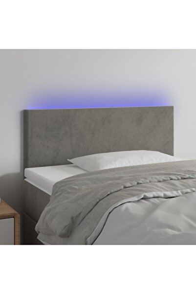 Concept Κεφαλάρι LED, ανοιχτό γκρι, 80x5x78/88 cm, Βελούδο