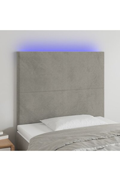 Concept Tăblie de pat cu LED, gri deschis, 100x5x118/128 cm, catifea