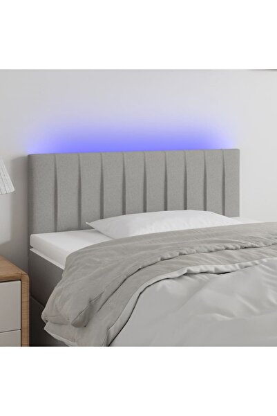 Concept Tăblie de pat cu LED, gri deschis, 100x5x78/88 cm, textil
