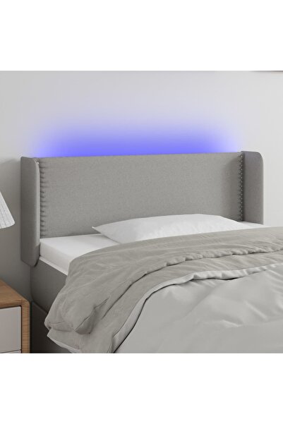 Concept Tăblie de pat cu LED, gri deschis, 93x16x78/88 cm, textil