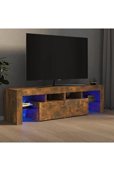 Concept Comodă TV cu lumini LED, stejar fumuriu 140x36,5x40 cm
