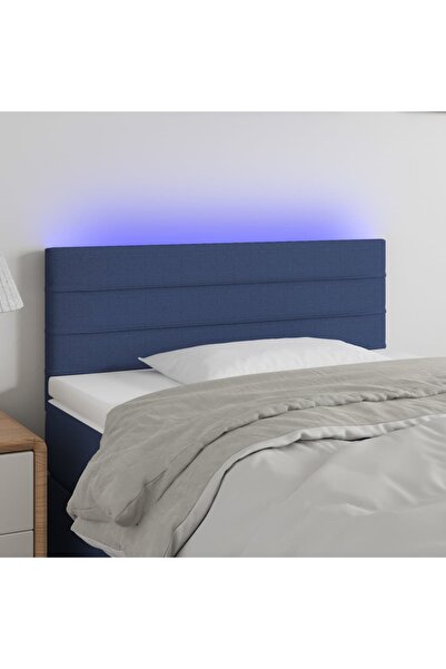 Concept Tăblie de pat cu LED, albastru, 90x5x78/88 cm, textil