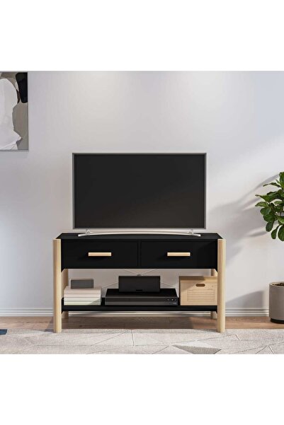 Concept Comodă TV, negru, 82x38x45 cm, lemn prelucrat