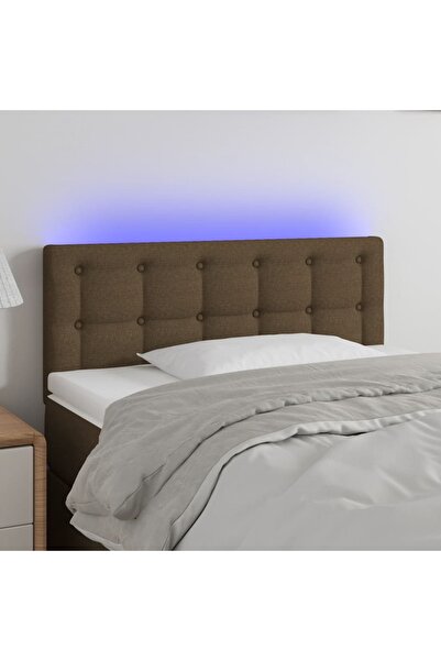 Concept Tăblie de pat cu LED, maro închis, 80x5x78/88 cm, textil