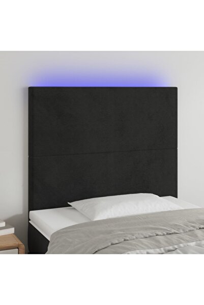 Concept Tăblie de pat cu LED, negru, 80x5x118/128 cm, catifea