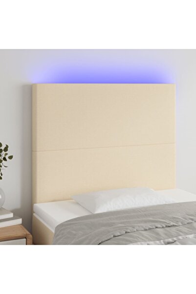 Concept Tăblie de pat cu LED, crem, 100x5x118/128 cm, textil