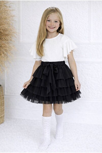 KOKOŞ BEBEK Stylish 2-Piece Set with Tutu Skirt for Girls - Ages 5/10 - 31681