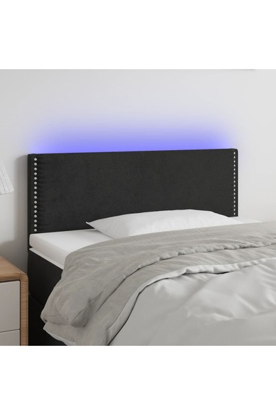 Concept Tăblie de pat cu LED, negru, 90x5x78/88 cm, catifea