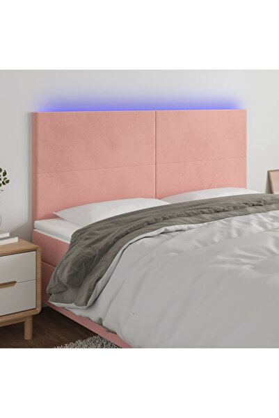 Concept Tăblie de pat cu LED, roz, 160x5x118/128 cm, catifea