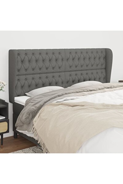 Concept Tăblie de pat cu aripioare gri închis 203x23x118/128 cm, textil