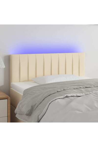 Concept LED headboard, cream, 100x5x78/88 cm, textile