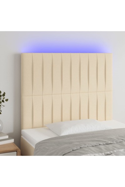 Concept Tăblie de pat cu LED, crem, 80x5x118/128 cm, textil