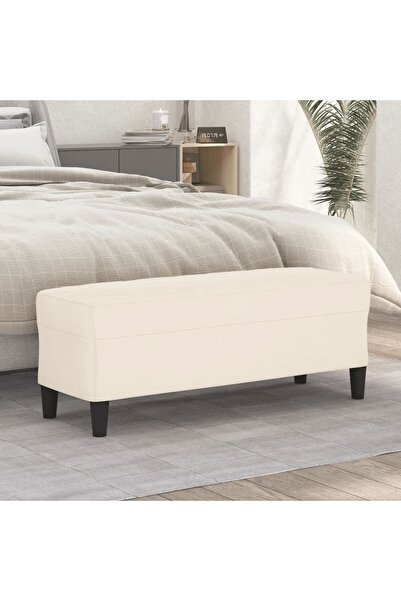 Concept Πάγκος, κρεμ, 100x35x41 εκ., Βελούδο