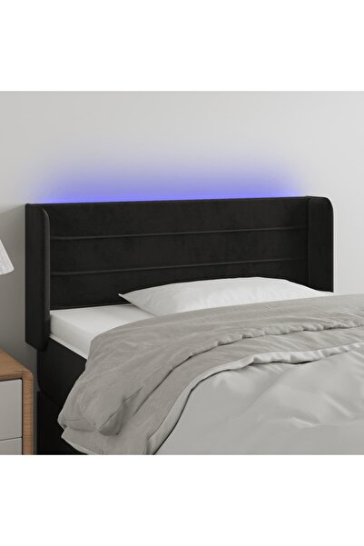 Concept Tăblie de pat cu LED, negru, 83x16x78/88 cm, catifea