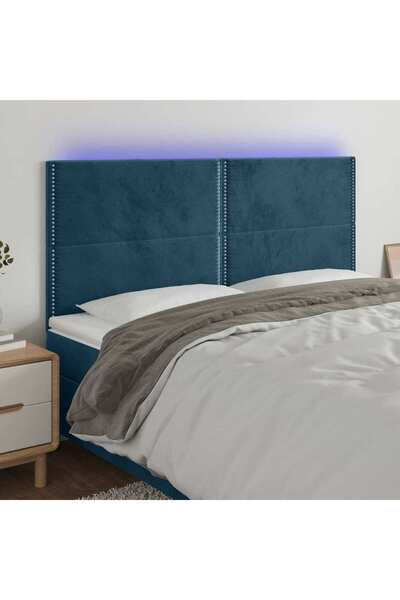 Concept Κεφαλάρι LED, σκούρο μπλε, 160x5x118/128cm, Βελούδο