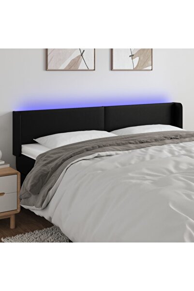 Concept Κεφαλάρι LED, μαύρο, 163x16x78/88 cm, οικολογικό Δερμάτινο