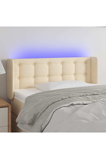 Concept Tăblie de pat cu LED, crem, 93x16x78/88 cm, textil