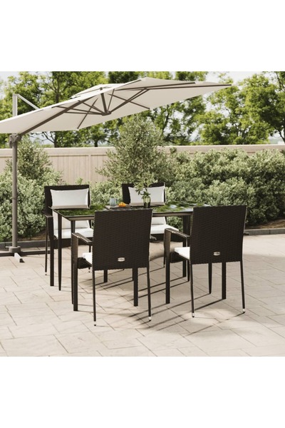 Concept Σετ ξαπλώστρας κήπου 5 τεμαχίων με μαξιλάρια, μαύρο, πολυρατάν